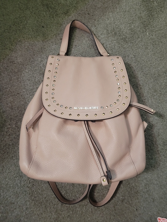 Michael Kors Handbags - Michael Kors Powder Pink Pebbled Leather Studded Backpack And Wallet